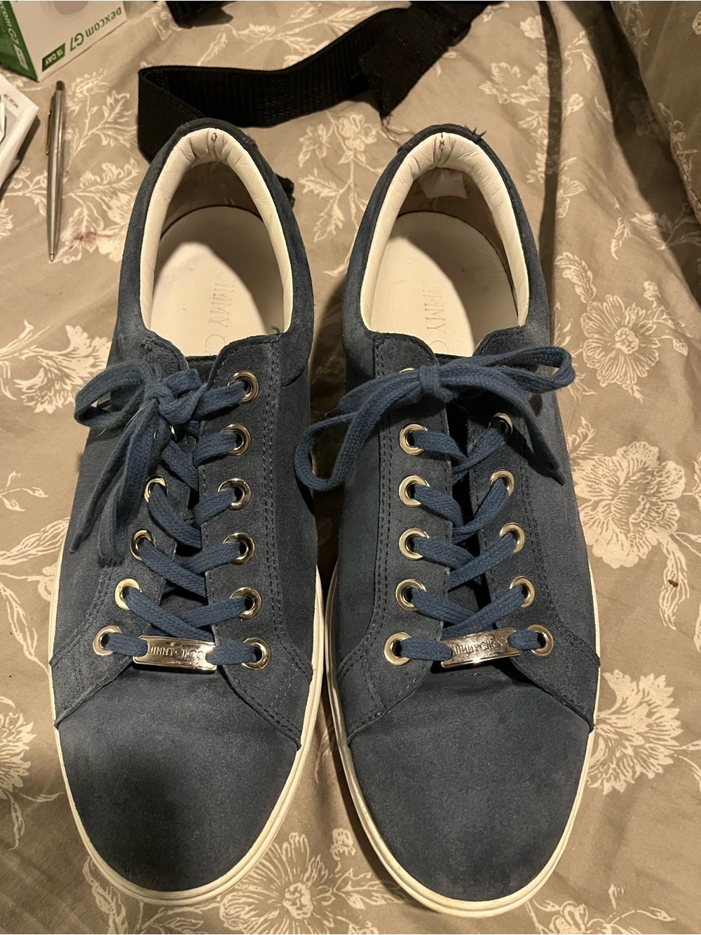 Jimmy Choo blue suede low top sneakers
